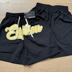 Mixed Emotion Letter Print Beaded Knitted Short-Sleeved Shirt and Casual Shorts