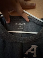 Aeropostale Aero 87 Appliqué Graphic Crew Neck T-Shirt Dark Gray Heather