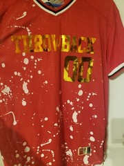 Bleecker and Mercer Throwback Red Splatter Foil Jersey w/Zippers Mens NWT Sz L
