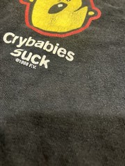 Vintage 90s Fashion Victim Crybabies Suck Shirt Size L Faded Black Art 1998