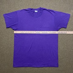 SEE PHOTOS – VTG 80s Fruit of the Loom Pocket Shirt Large Purple Single Stitch