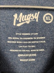 Mugsy Mens Shirt XL Blue Henley Cashmere Blend Soft Casual Capsule Street