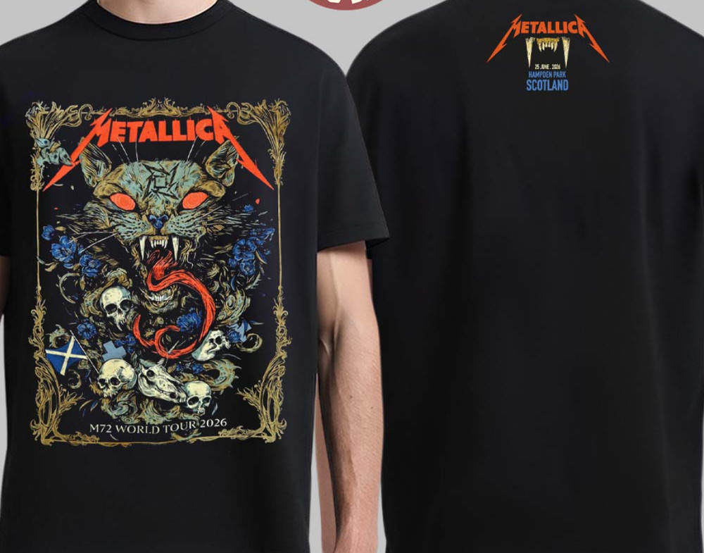 Metallican M72 Scotland 2026 Venue Merch Tee -25 June 2026Two Sided T-Shirt Uni