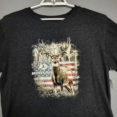 Mossy Oak by Staghorn Creek Mens L Gray Buck Deer Graphic Hunting Sports NWOT
