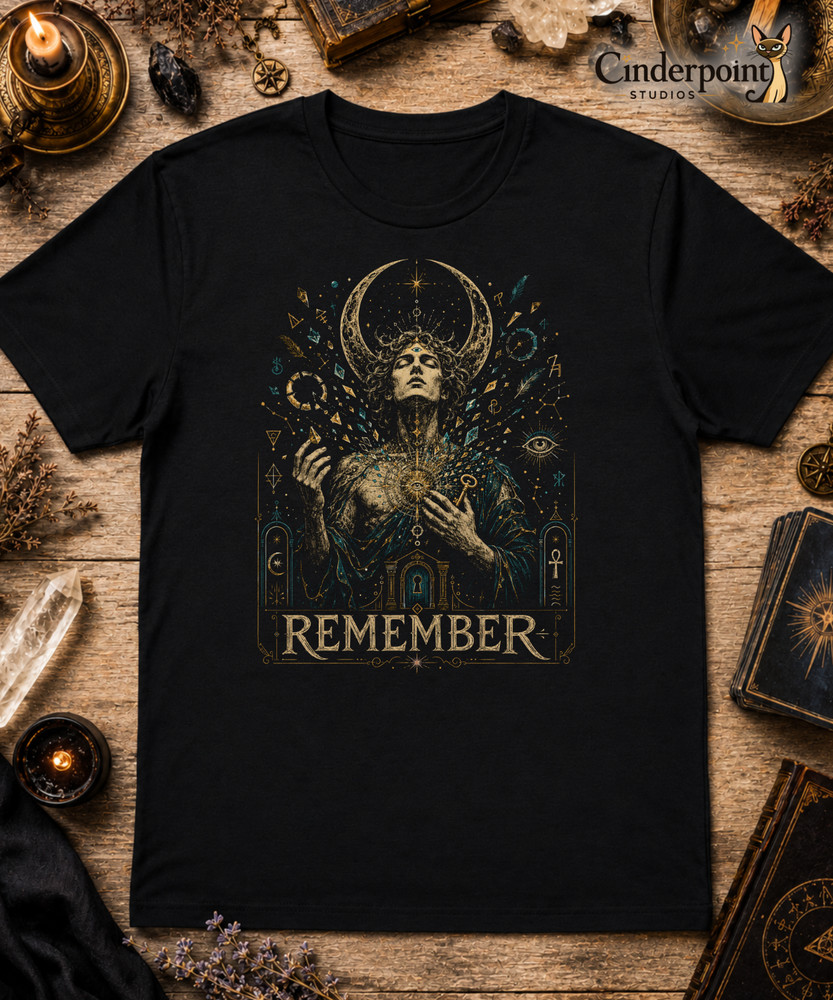 Remember Ancient Wisdom Shirt Sacred Geometry Esoteric Art Ouroboros Tee XS-5XL