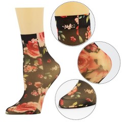 Womens Sheer Ankle Socks 5 Pairs Floral Cute Nylon Mesh for Size 5-8
