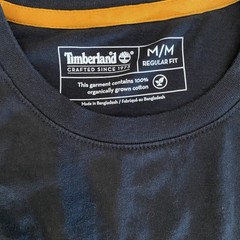 Timberland Long Sleeve T-Shirt Mens M Black Tan Logo Crew Neck Regular Graphic