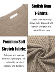 Men’s 2 Pack T-Shirt Long Sleeve Ribbed Slim Fitted Tee Shirts Casual Crewnec…