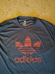 Adidas T-Shirt Men’s Large Gray Trefoil Classic Logo Short Sleeve