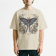 Luna Moth Galaxy Roses T-Shirt Witchy Gothic Celestial Boho Night Sky Gift Tee