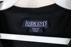 Vintage 90s Lands End Mens Large Faded Blank Short Sleeve T-Shirt Black Cotton