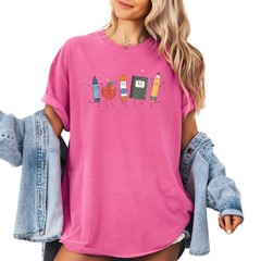 Cute Teacher Doodle Shirt, Comfort Colors ool Supplies Tee, school Teacher Shirt