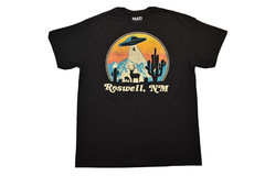 Mad Engine Mens Roswell, NM Funny Alien Vintage Graphic Black Shirt New S-2XL