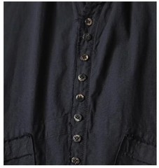 Anniay-lin/kapital Cotton Linen Double-Pocket Irregular Loose Long-Sleeved Shirt
