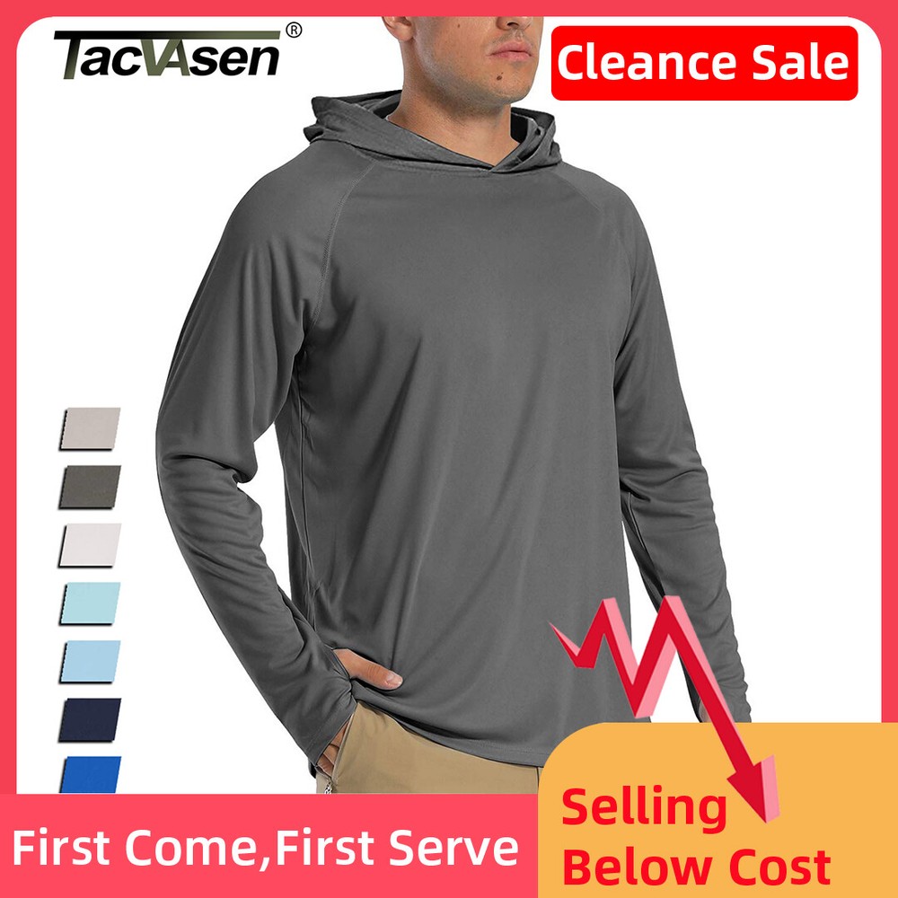 UPF50+ Men’s Long Sleeve Sun Skin Protection T-Shirts Outdoor Fishing Hoodies
