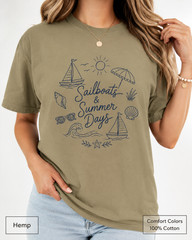 Sailboats & Summer Days Comfort Colors Tee, Nautical Coastal Shirt