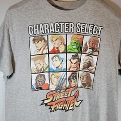 Street Fighter Mens Shirt XL Character Select Short Sleeve Gray Casual Anime