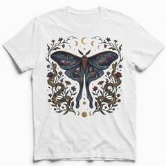 Luna Moth Galaxy Roses T-Shirt Witchy Gothic Celestial Boho Night Sky Gift Tee
