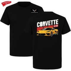 Corvette C8 Yellow Sports Car T Shirt, Modern Muscle Graphic Tee