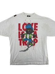 Akademiks Love Is A Trap T-Shirt Cotton Crew Grunge Streetwear Skater Stained