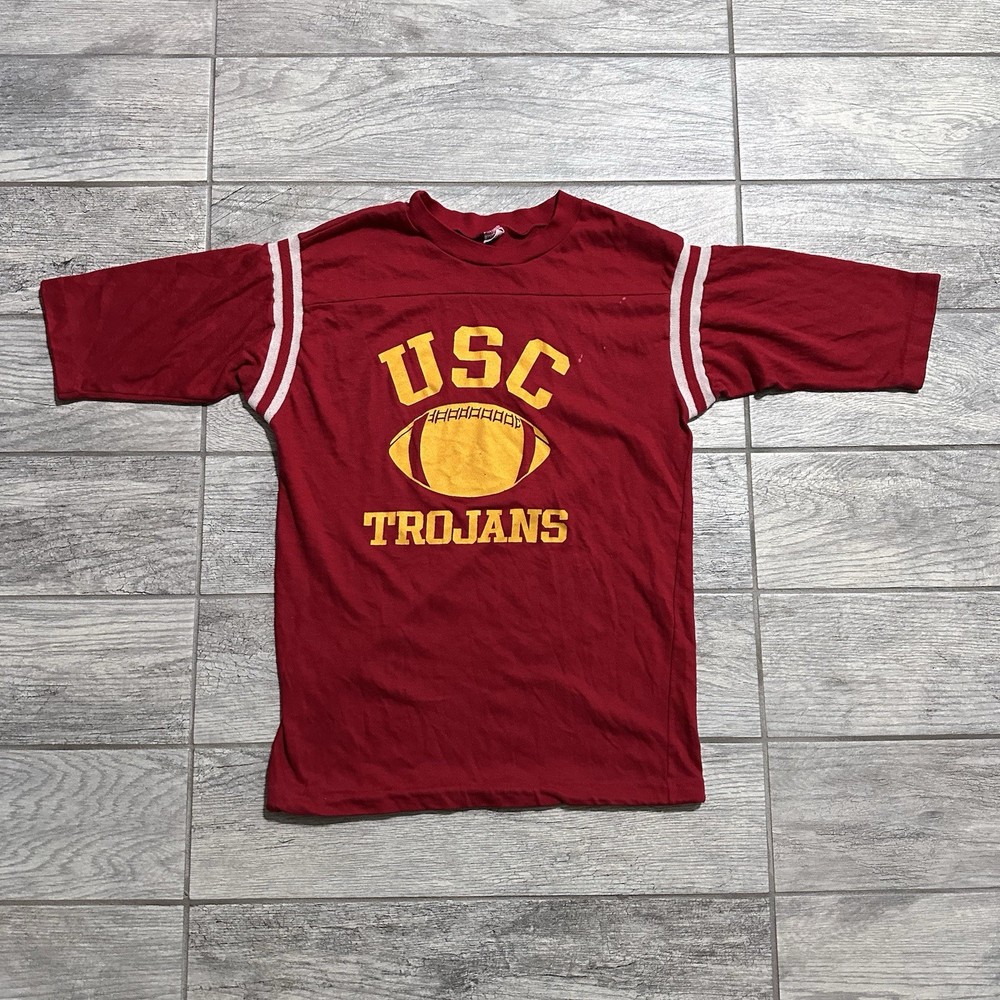 True Vintage 70s USC Trojans Football Raglan Red Shirt Men’s Large