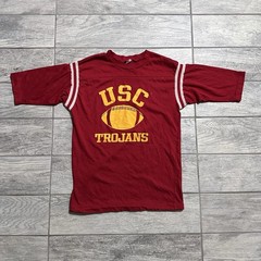 True Vintage 70s USC Trojans Football Raglan Red Shirt Men’s Large