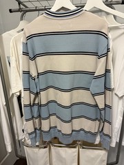 Palace Striped Knit Pullover Sweater Crew Neck Blue Beige Black White Size L