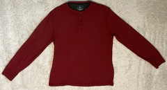 G.H. Bass Co. Men’s Long Sleeve Pullover Waffle Henley Shirt Burgundy Size XL