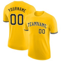 Custom Gold Black White Performance T-Shirt Personalized Team Jersey Gift