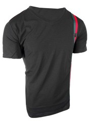 Mens T- Shirt Italian Side Sport Stripe Badge V-Neck Slim Fit Stretch Casual