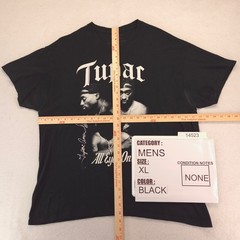 2Pac Tupac Rap Short Sleeve Graphic Crew Neck T Shirt Mens Size XL Black