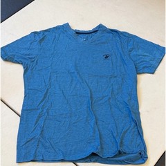Beverly Hills Polo Club Mens V-Neck T-Shirt Blue Heather Slub Knit Logo Large