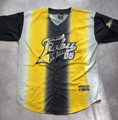 VTG 90’s Fubu League Men’s Sz XL Baseball Jersey Shirt Black Yellow Embroidered