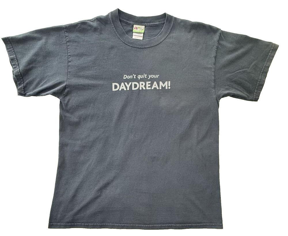Vintage EBAY DAYDREAM Logo Black Short Sleeve T-Shirt Large Cotton Preshrunk