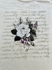 Vintage Glynda Turley Floral Flowers Artwork Quote Bible Graphic Tee Size Large