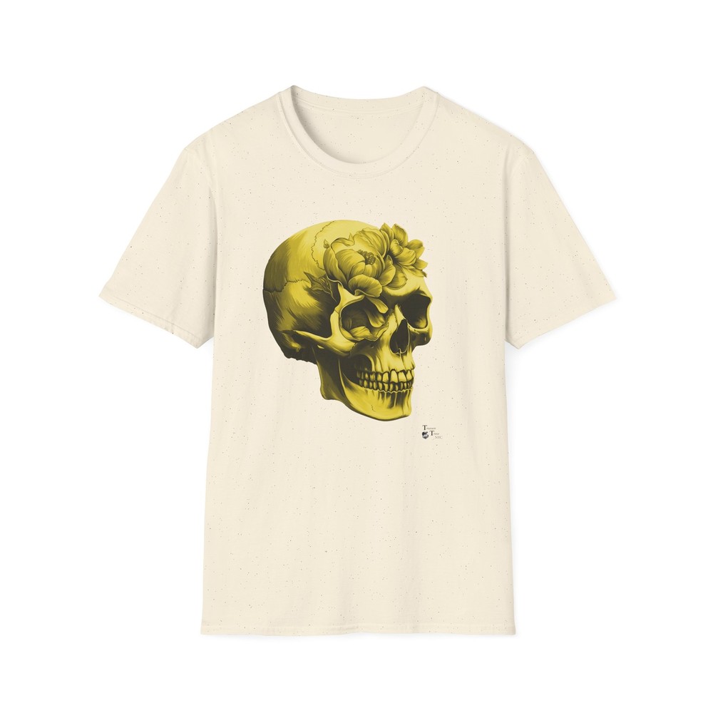 Yellow 3D Peony Realistic Skull T-shirt Design