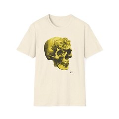 Yellow 3D Peony Realistic Skull T-shirt Design