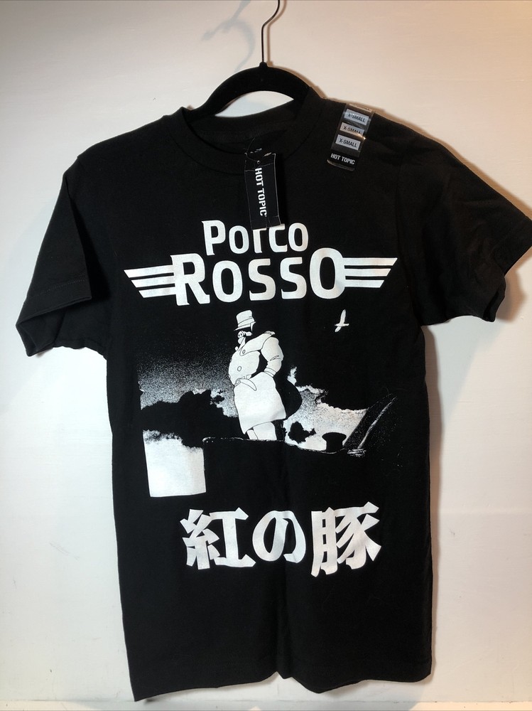 Porco Rosso The World Of Studio Ghibli Graphic T-Shirt Black X-SMALL anime
