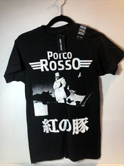 Porco Rosso The World Of Studio Ghibli Graphic T-Shirt Black X-SMALL anime