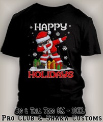 Christmas Joy Flossing Happy Holidays Lights Santa Tee Shirt Big Tall Small Fun