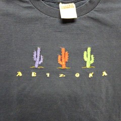 Vintage Arizona Cactus Graphic Tee Navy Blue Mens L Shirt Embroidered T-shirt