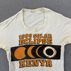Vintage Kenya Solar Eclipse Shirt Adult Small White Short Sleeve 80s Outdoor USA