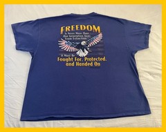 Patriotic Ronald Reagan Freedom Quote 3XL Eagle Flag Gildan Blue Graphic Tshirt