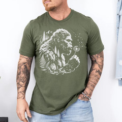 Funny Bigfoot Blowing Wishes Dandelion Nature Vintage Art T-Shirt