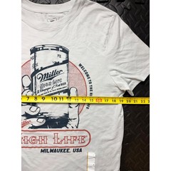 Miller High Life Beer Graphic T-Shirt Mens Small Cream Mad Engine Milwaukee USA
