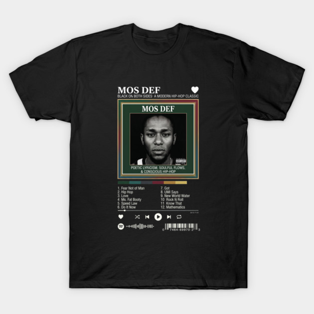 Yasiin Bey Mos Def T-Shirt Tracklist Music Player Vintage Hip Hop Rap Graphic