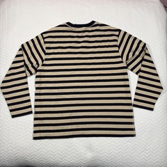 Reiss Perry Mens Long Sleeve Shirt L Striped Pocket Navy Tan Cotton Nautical