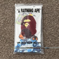 A Bathing Ape BAPE Baby Milo Men’s M White/Blue Logo Graphic Tee Shirt