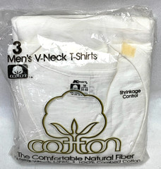 Vintage 3 Pack Kmart Brand Men’s V-Neck White T-Shirts 100% Combed Cotton Size M