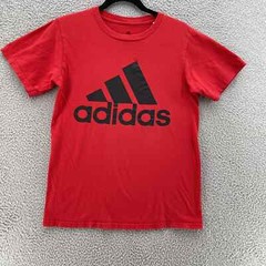 Adidas The Go-To Tee Men Small Red Big Black Logo Casual Comfort Breathable